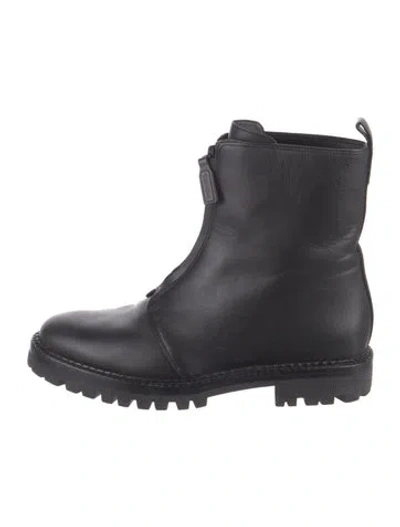 Pre-owned Vince Leather Combat Boots In Black