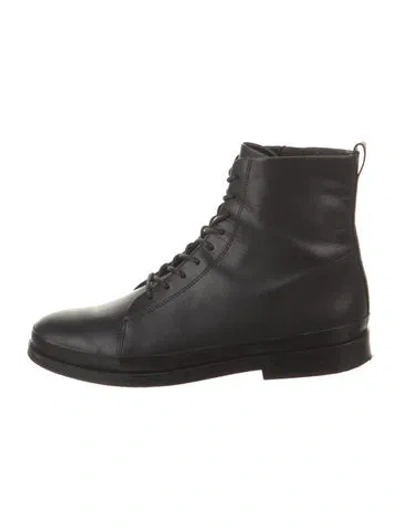 Pre-owned Vince Leather Combat Boots In Black