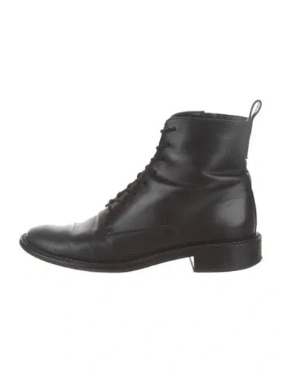 Pre-owned Vince Leather Combat Boots In Black