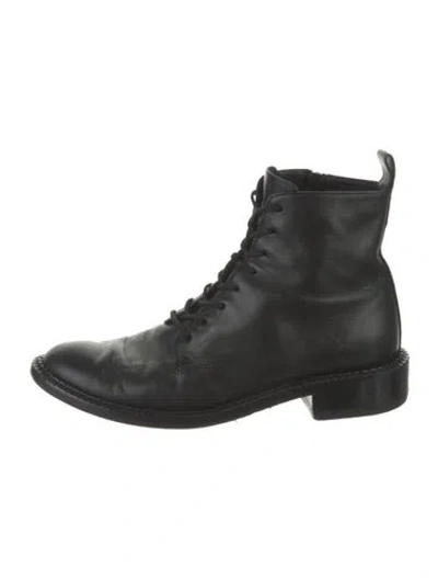 Pre-owned Vince Leather Combat Boots In Black