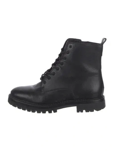 Pre-owned Vince Leather Combat Boots In Black