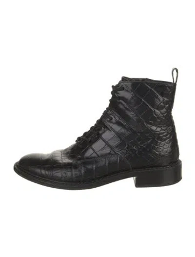 Pre-owned Vince Leather Combat Boots In Black