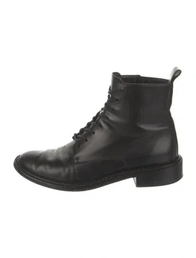 Pre-owned Vince Leather Combat Boots In Black