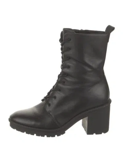Pre-owned Vince Leather Combat Boots In Black