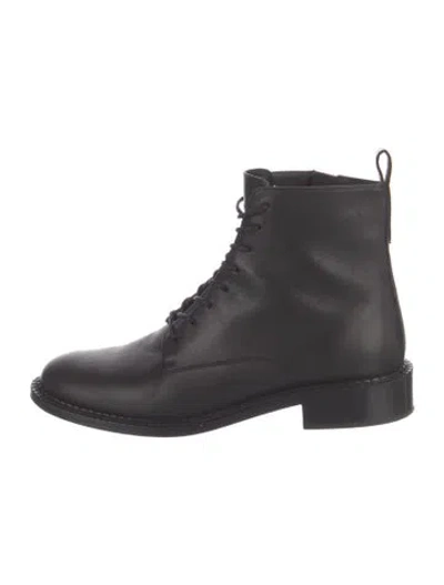 Pre-owned Vince Leather Combat Boots In Black
