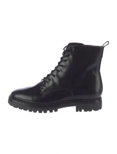 Pre-owned Vince Leather Combat Boots In Black