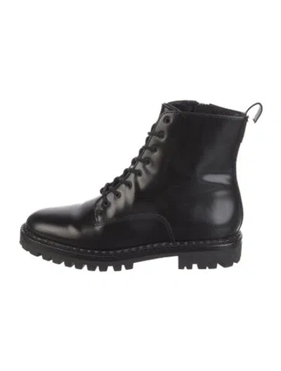 Pre-owned Vince Leather Combat Boots In Black