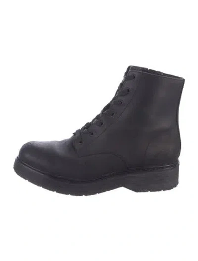 Pre-owned Vince Leather Combat Boots In Blue
