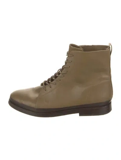 Pre-owned Vince Leather Combat Boots In Brown