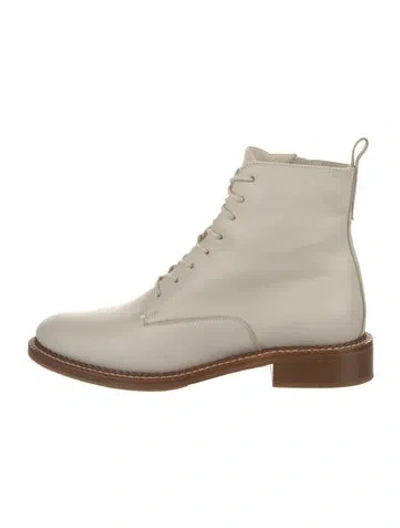 Pre-owned Vince Leather Combat Boots In Neutral
