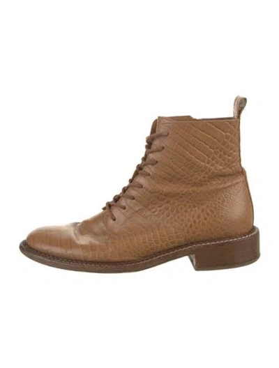 Pre-owned Vince Leather Combat Boots In Neutral