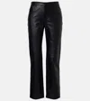 Vince Leather Cropped Straight Pants In Multi