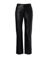 Vince Leather Cropped Straight Pants In Black