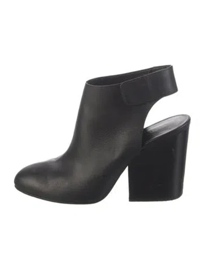 Pre-owned Vince Leather Cutout Accent Boots In Black