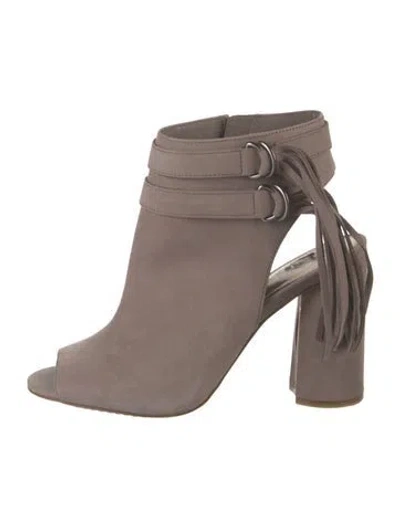 Pre-owned Vince Leather Cutout Accent Boots In Grey