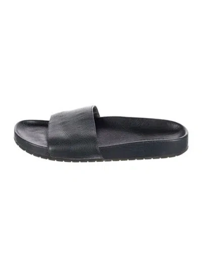 Pre-owned Vince Leather Cutout Accent Slides In Blue