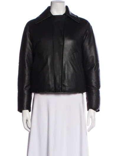 Pre-owned Vince Leather Down Jacket In Black