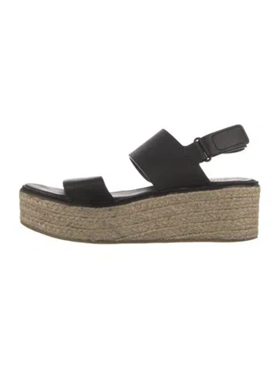 Pre-owned Vince Leather Espadrilles In Black