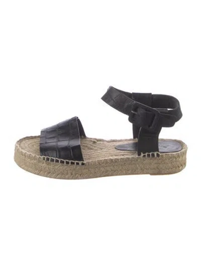 Pre-owned Vince Leather Espadrilles In Black