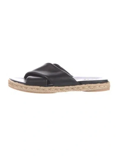 Pre-owned Vince Leather Espadrilles In Black