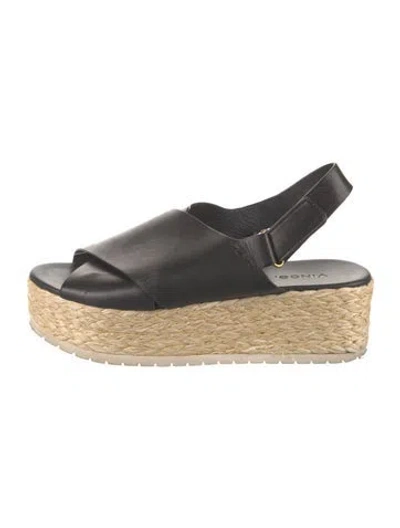Pre-owned Vince Leather Espadrilles In Black