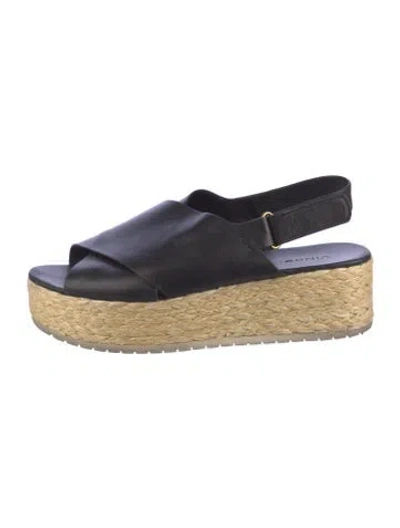 Pre-owned Vince Leather Espadrilles In Black