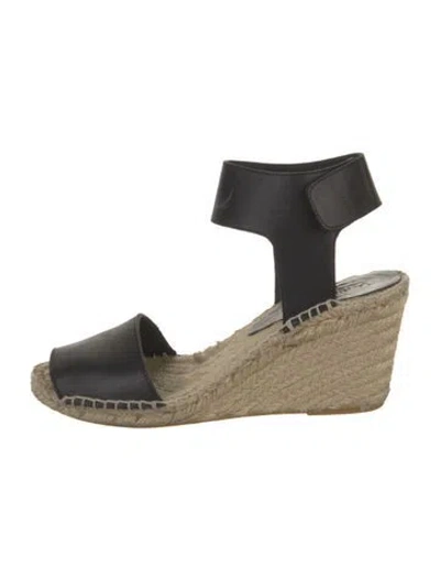 Pre-owned Vince Leather Espadrilles In Black