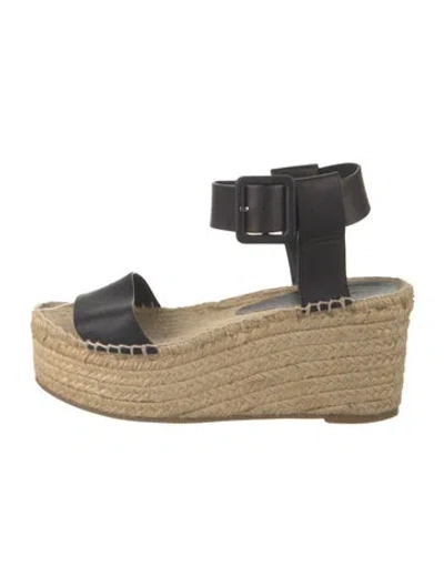 Pre-owned Vince Leather Espadrilles In Black