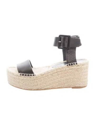 Pre-owned Vince Leather Espadrilles In Black