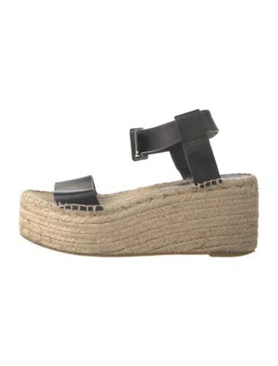 Pre-owned Vince Leather Espadrilles In Black