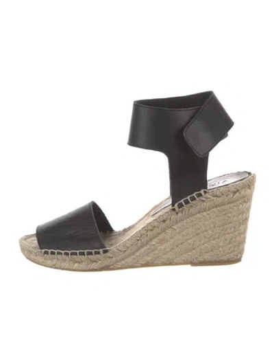 Pre-owned Vince Leather Espadrilles In Black