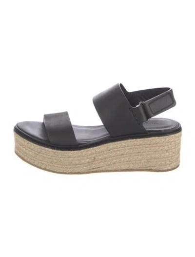 Pre-owned Vince Leather Espadrilles In Black
