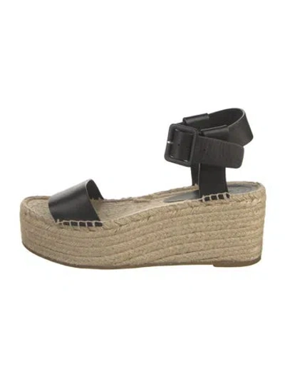 Pre-owned Vince Leather Espadrilles In Black/neutrals