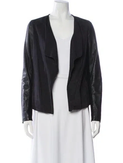 Pre-owned Vince Leather Evening Jacket In Gray