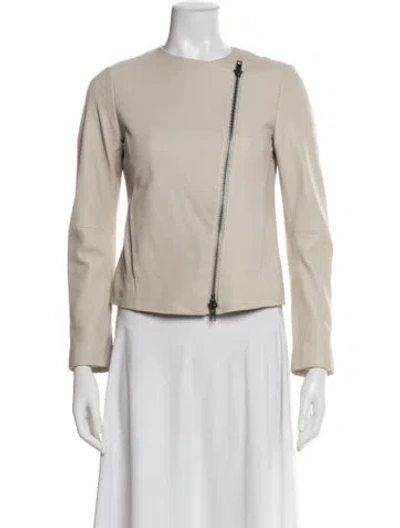 Pre-owned Vince Leather Evening Jacket In Neutral