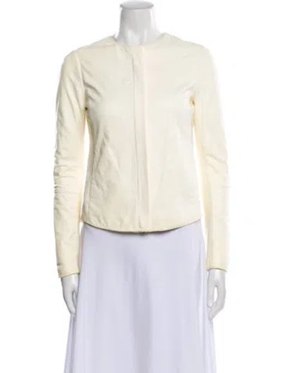 Pre-owned Vince Leather Evening Jacket In White