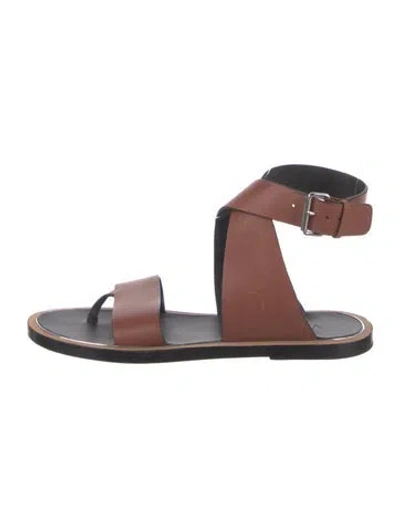 Pre-owned Vince Leather Flats In Brown
