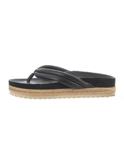 Pre-owned Vince Leather Flip Flops In Black