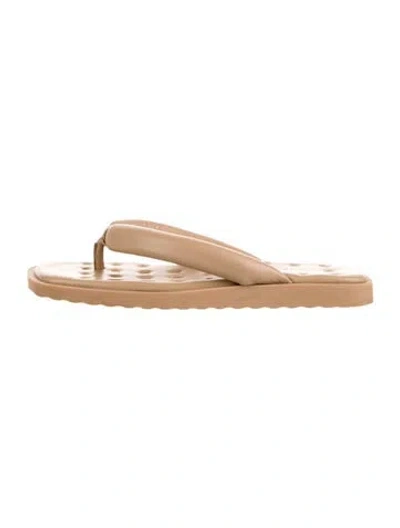 Pre-owned Vince Leather Flip Flops In Neutrals
