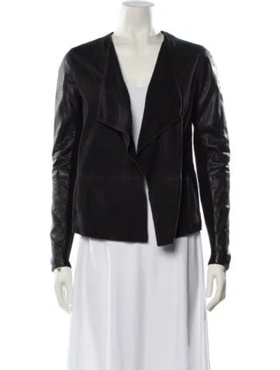Pre-owned Vince Leather Fur Jacket In Black
