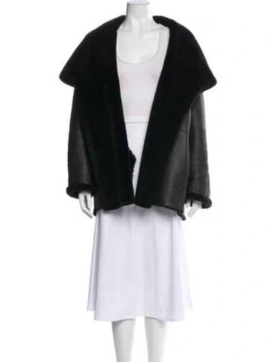 Pre-owned Vince Leather Fur Jacket In Black