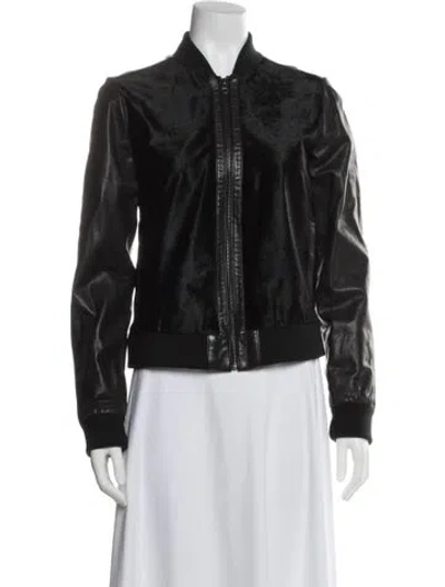 Pre-owned Vince Leather Fur Jacket In Black