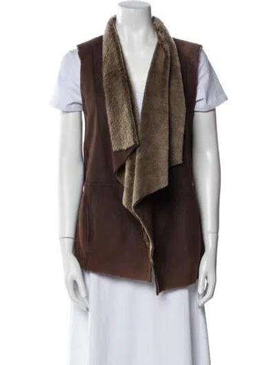 Pre-owned Vince Leather Fur Jacket In Brown