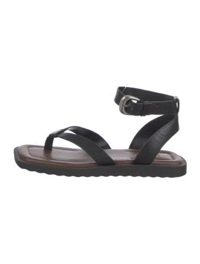 Pre-owned Vince Leather Gladiator Sandals In Black