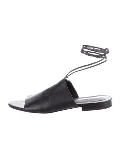 Pre-owned Vince Leather Gladiator Sandals In Black