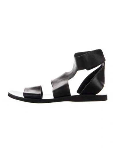 Pre-owned Vince Leather Gladiator Sandals In Black