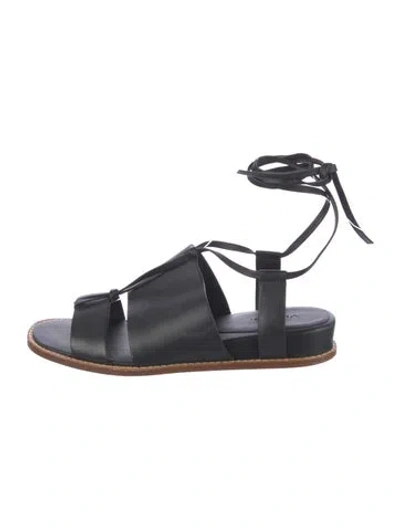 Pre-owned Vince Leather Gladiator Sandals In Black