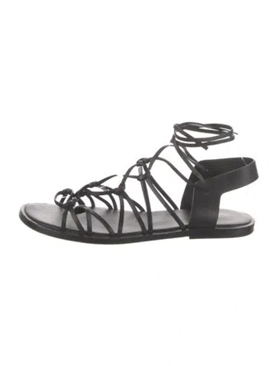 Pre-owned Vince Leather Gladiator Sandals In Black