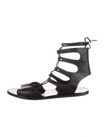 Pre-owned Vince Leather Gladiator Sandals In Black