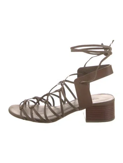 Pre-owned Vince Leather Gladiator Sandals In Brown
